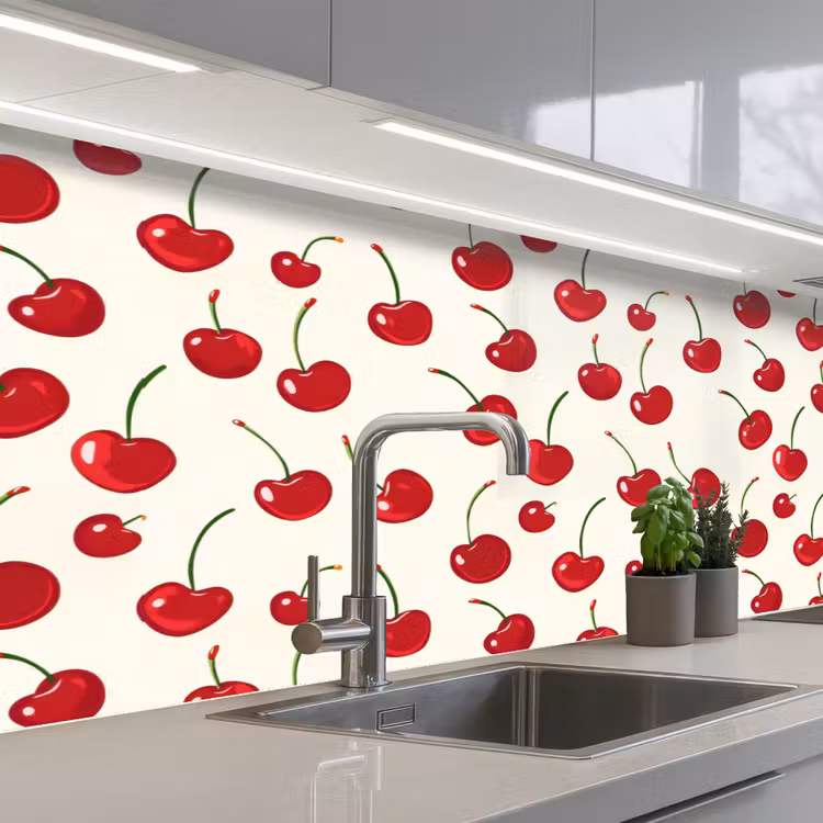 Keuken achterwand - Kersen - Minimalistisch - Rood — 2
