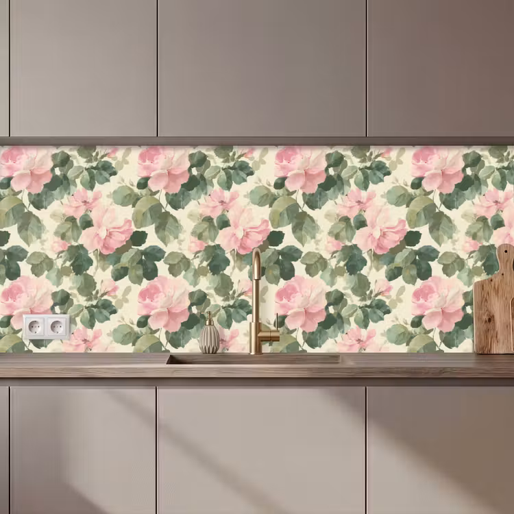 Keuken achterwand - Rozen - Botanisch - Roze — 1
