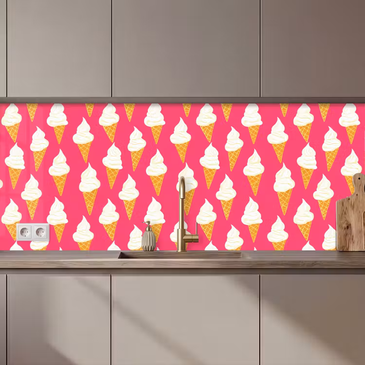 Keuken achterwand - Softijs - Horentje - Roze — 1