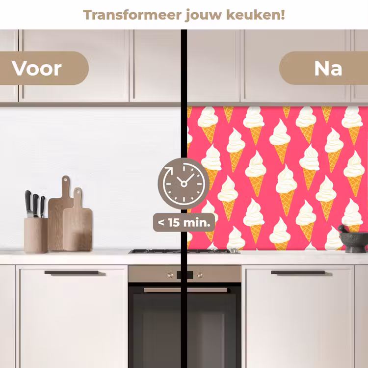 Keuken achterwand - Softijs - Horentje - Roze — 3