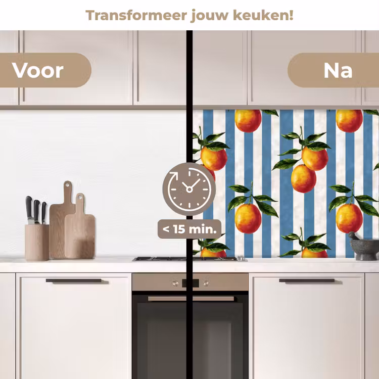 Keuken achterwand - Strepen - Citroen - Blauw — 3