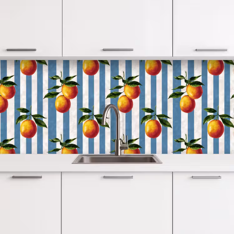 Keuken achterwand - Strepen - Citroen - Blauw — 4