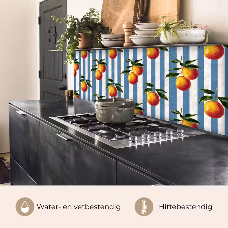 Keuken achterwand - Strepen - Citroen - Blauw — 5