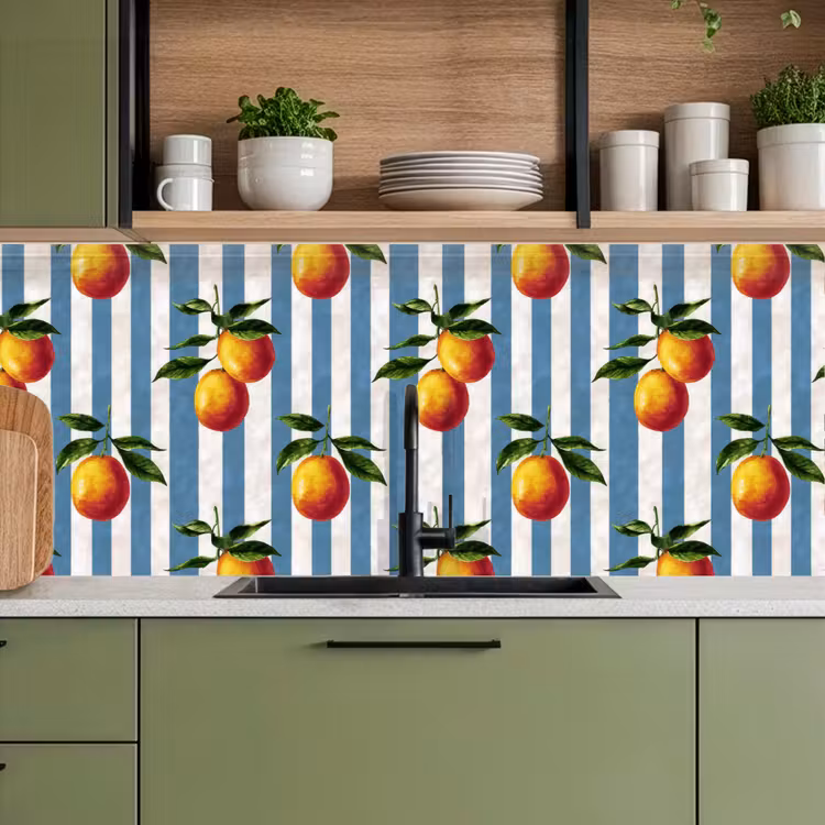 Keuken achterwand - Strepen - Citroen - Blauw — 8