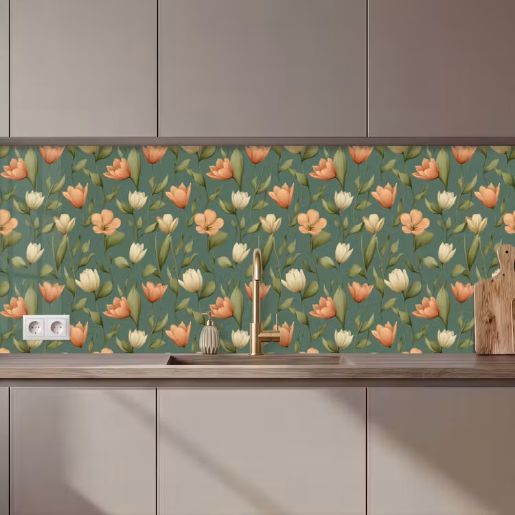 Keuken achterwand - Tulpen - Botanisch - Groen — 1