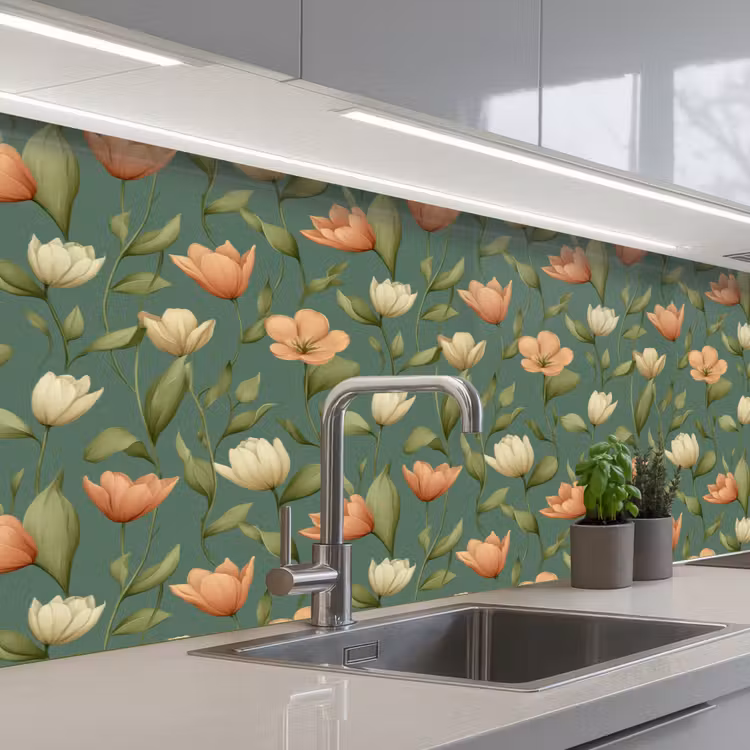 Keuken achterwand - Tulpen - Botanisch - Groen — 2