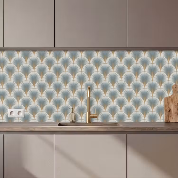 Keuken achterwand - Waaier - Klassiek - Blauw — 1