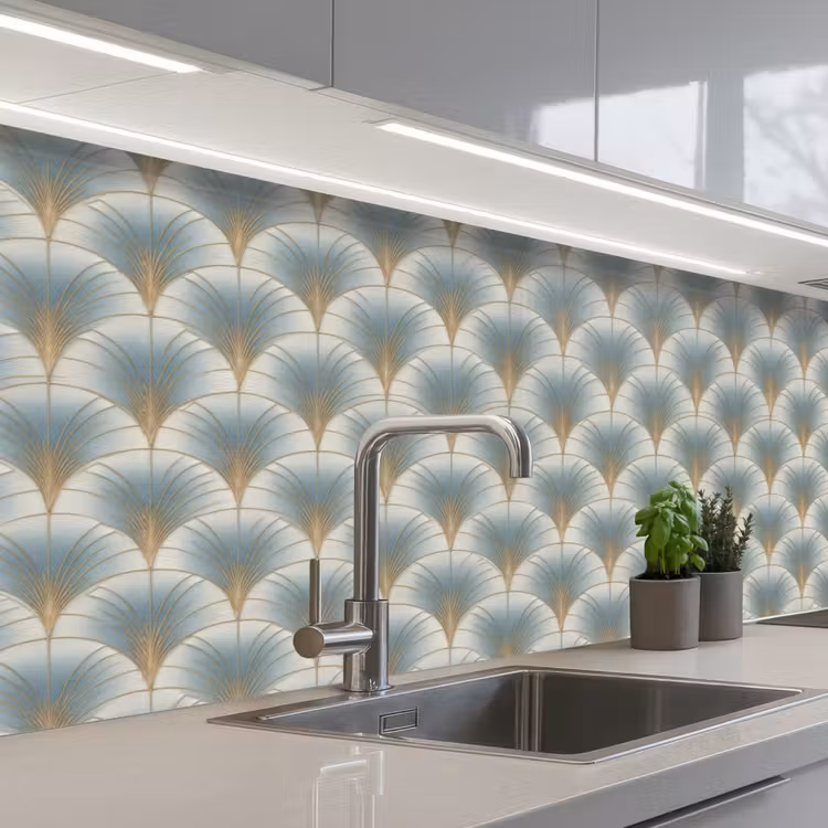 Keuken achterwand - Waaier - Klassiek - Blauw — 2
