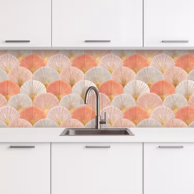 Keuken achterwand - Waaiers - Goud - Roze — 4
