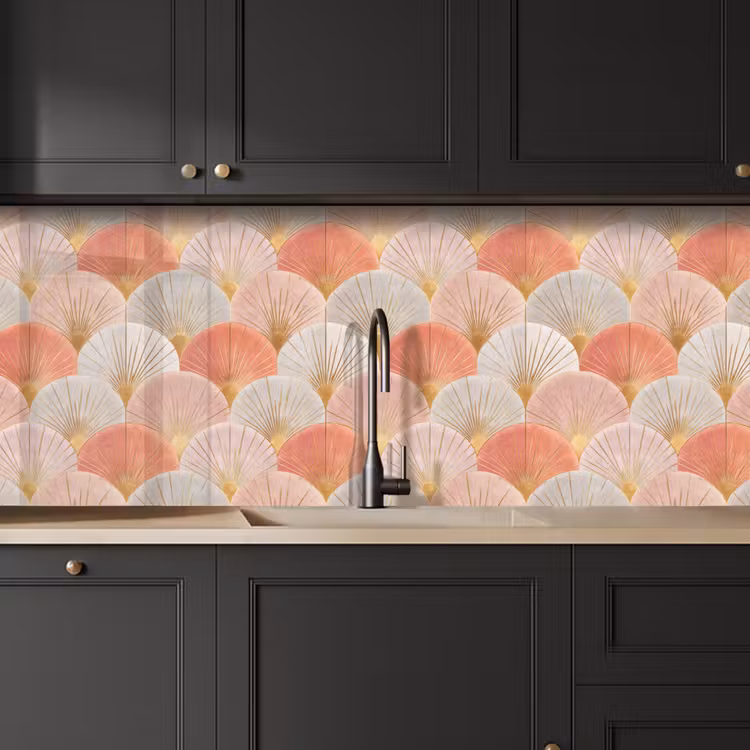 Keuken achterwand - Waaiers - Goud - Roze — 6