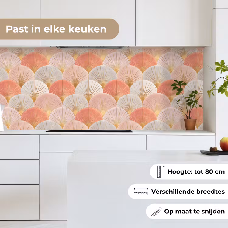 Keuken achterwand - Waaiers - Goud - Roze — 7
