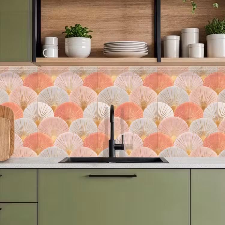 Keuken achterwand - Waaiers - Goud - Roze — 8