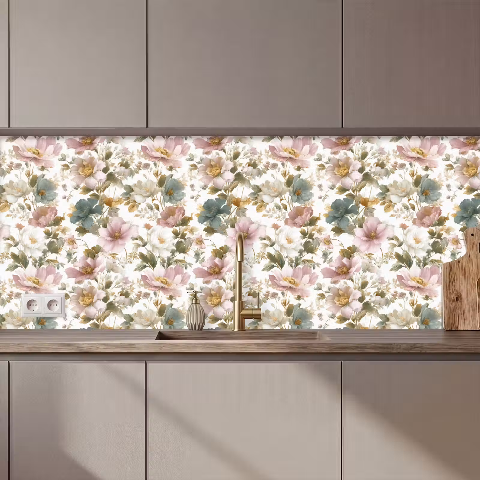 Keuken achterwand - Bloemen - Patroon - Pastel — 1