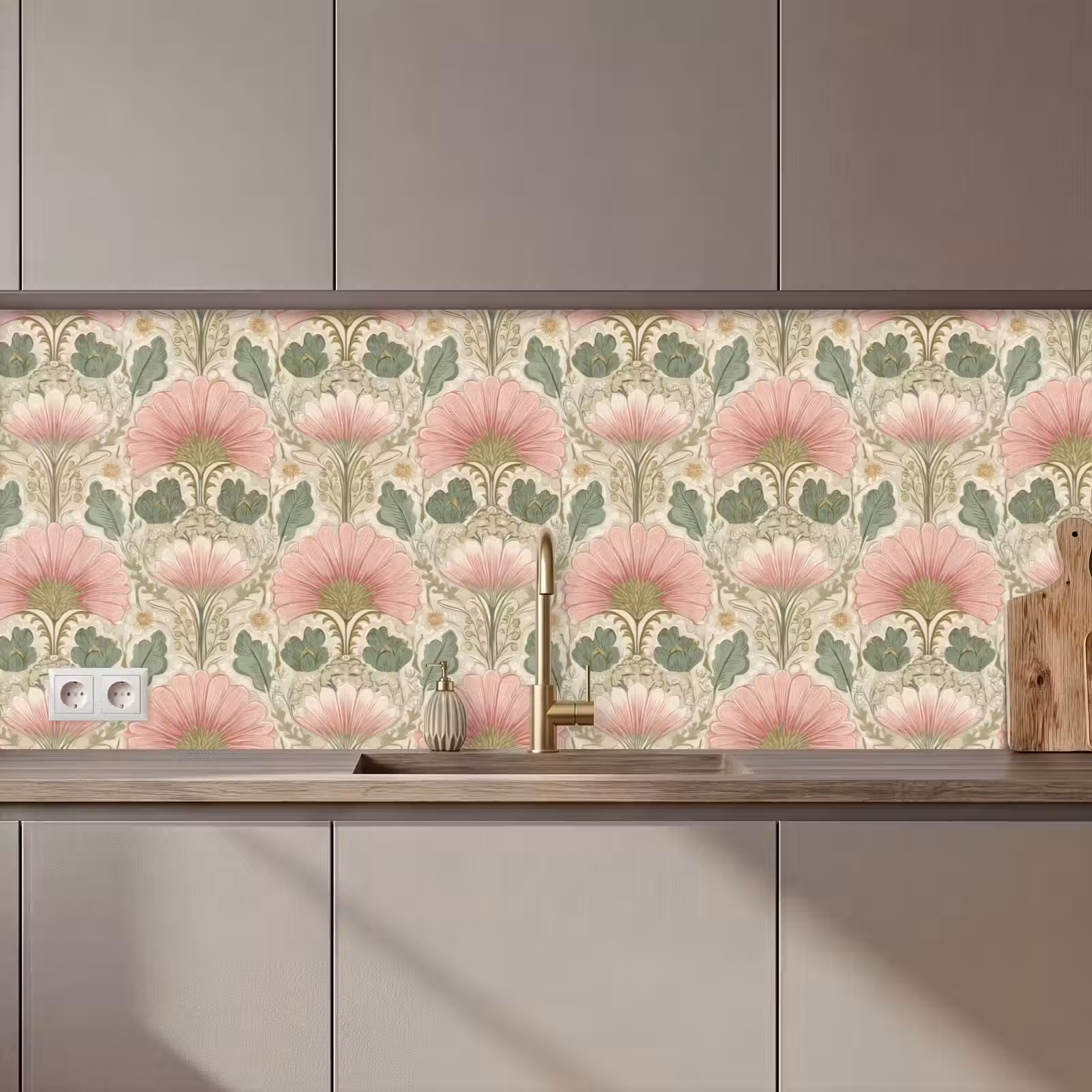 Keuken achterwand - Klassiek - Patroon - Roze — 1
