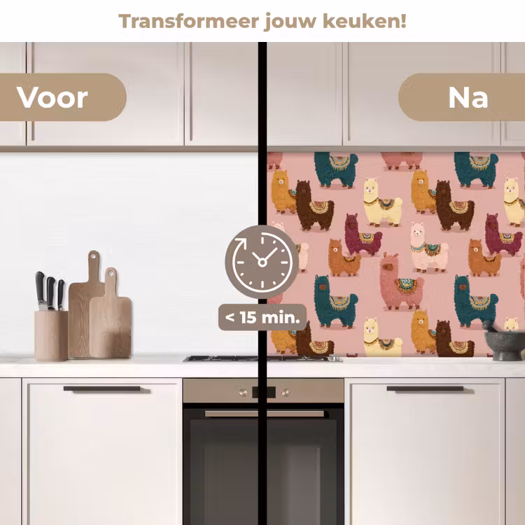Keuken achterwand - Alpaca's - Patroon - Kleurrijk — 3