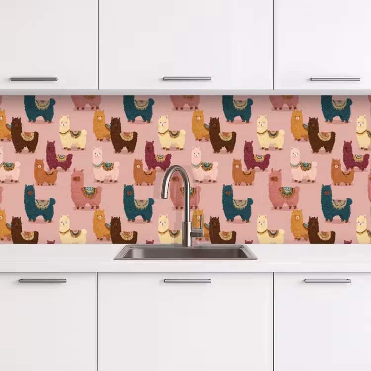 Keuken achterwand - Alpaca's - Patroon - Kleurrijk — 4