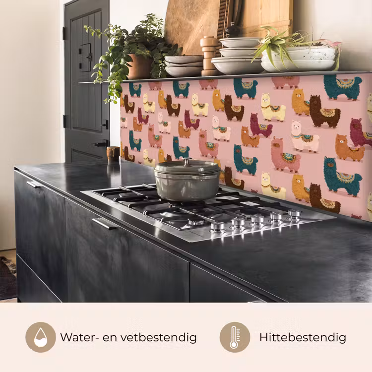 Keuken achterwand - Alpaca's - Patroon - Kleurrijk — 5