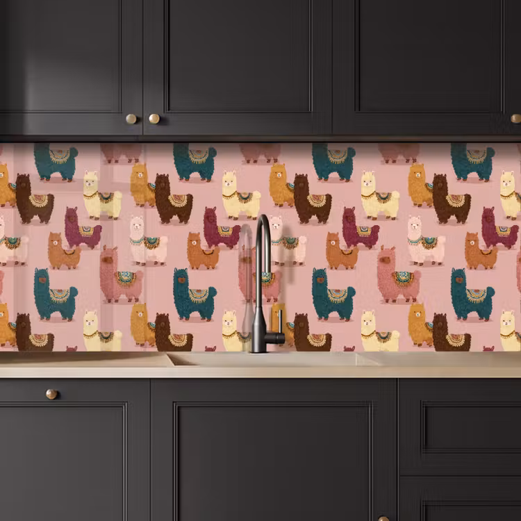 Keuken achterwand - Alpaca's - Patroon - Kleurrijk — 6