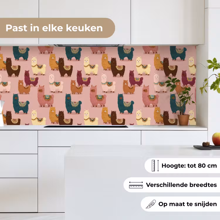 Keuken achterwand - Alpaca's - Patroon - Kleurrijk — 7