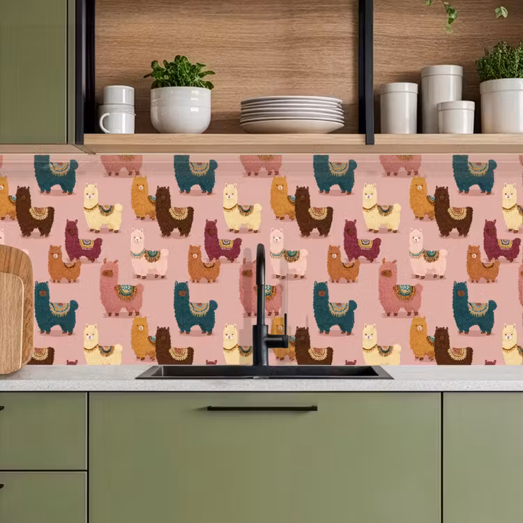 Keuken achterwand - Alpaca's - Patroon - Kleurrijk — 8
