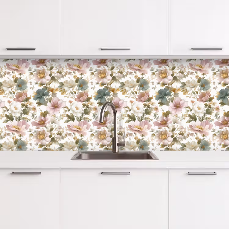 Keuken achterwand - Bloemen - Patroon - Pastel — 4