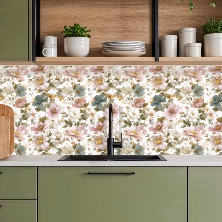Keuken achterwand - Bloemen - Patroon - Pastel — 8