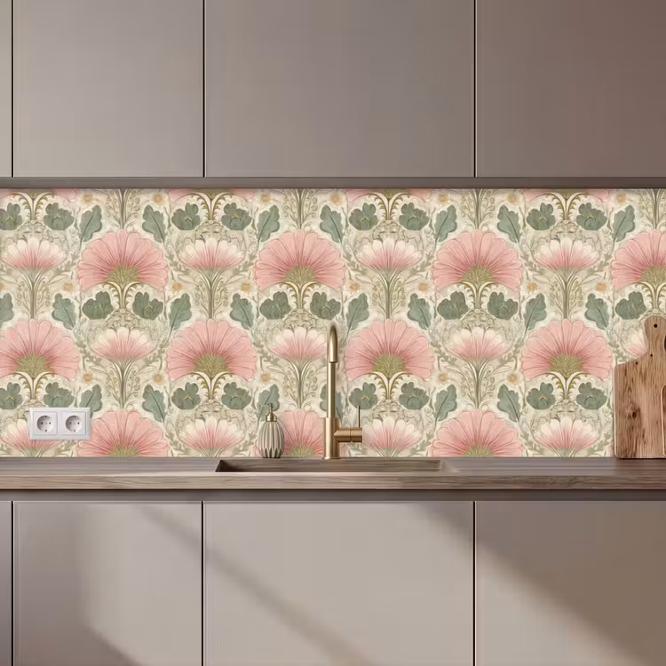 Keuken achterwand - Klassiek - Patroon - Roze — 1
