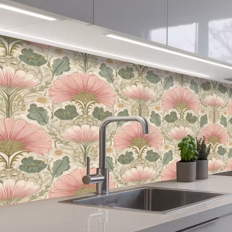 Keuken achterwand - Klassiek - Patroon - Roze — 2
