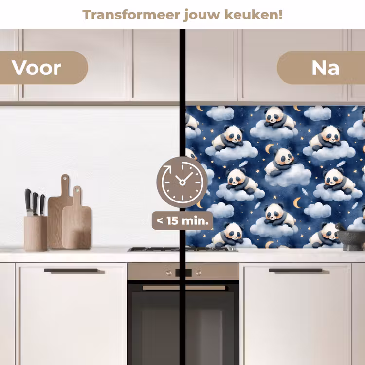 Keuken achterwand - Panda's - Slapen - Blauw — 3