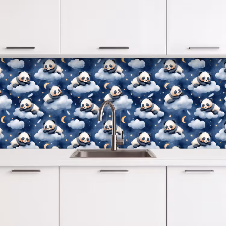 Keuken achterwand - Panda's - Slapen - Blauw — 4