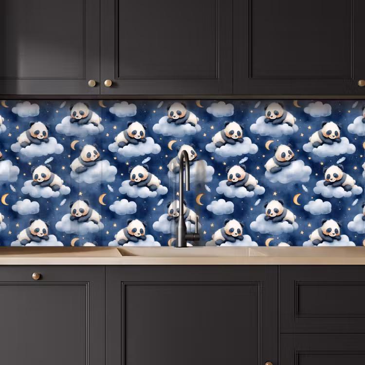 Keuken achterwand - Panda's - Slapen - Blauw — 6