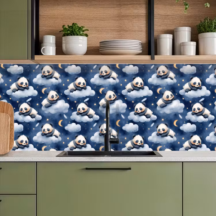 Keuken achterwand - Panda's - Slapen - Blauw — 8