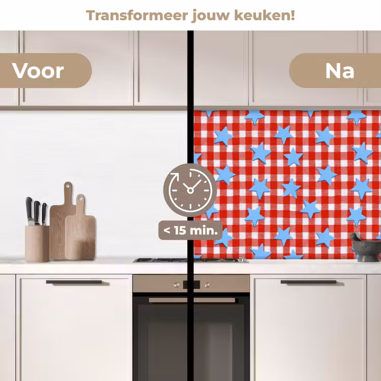 Keuken achterwand - Ruit - Sterren - Rood — 3