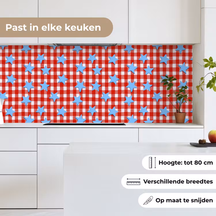 Keuken achterwand - Ruit - Sterren - Rood — 7