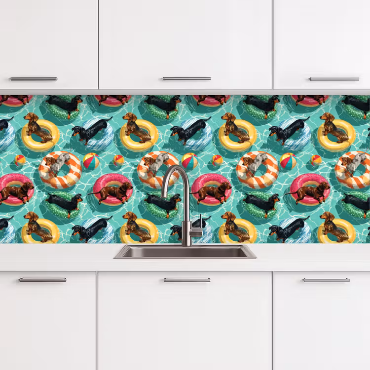 Keuken achterwand - Teckels - Zwembad - Kleurrijk — 4
