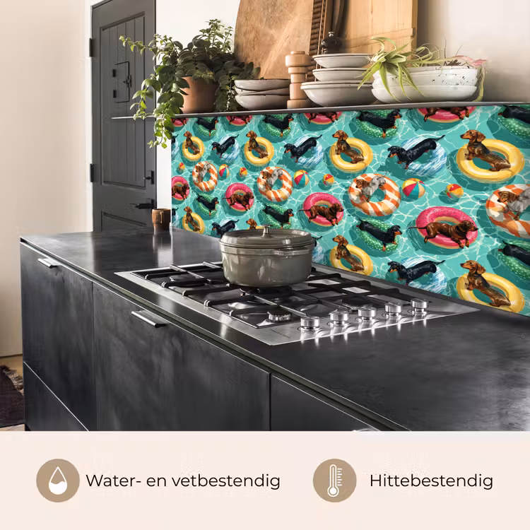 Keuken achterwand - Teckels - Zwembad - Kleurrijk — 5