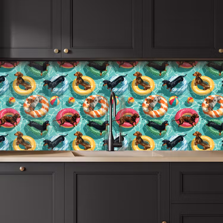 Keuken achterwand - Teckels - Zwembad - Kleurrijk — 6
