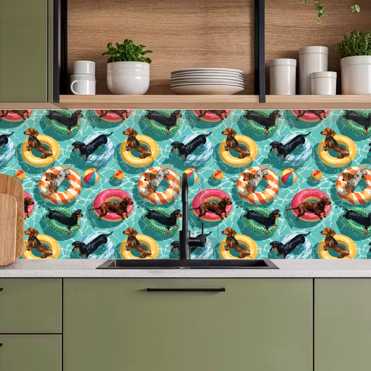 Keuken achterwand - Teckels - Zwembad - Kleurrijk — 8