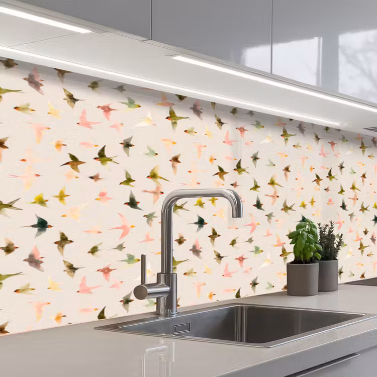 Keuken achterwand - Vogels - Vliegen - Kleurrijk — 2