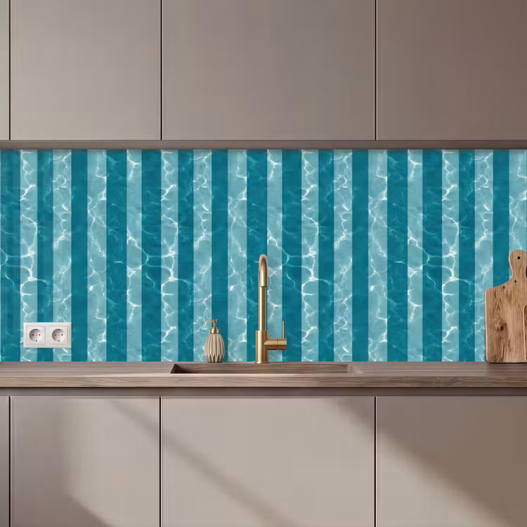 Keuken achterwand - Zwembad - Strepen - Groen — 1
