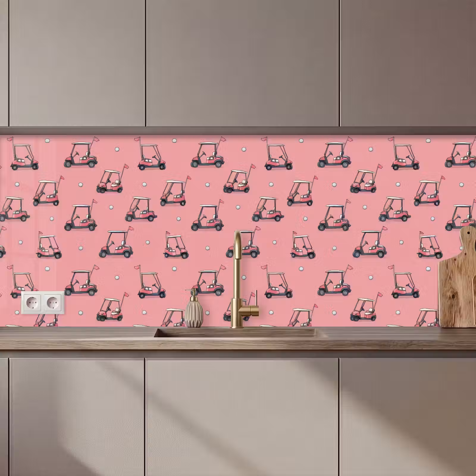 Keuken achterwand - Golfkar - Retro - Roze — 1