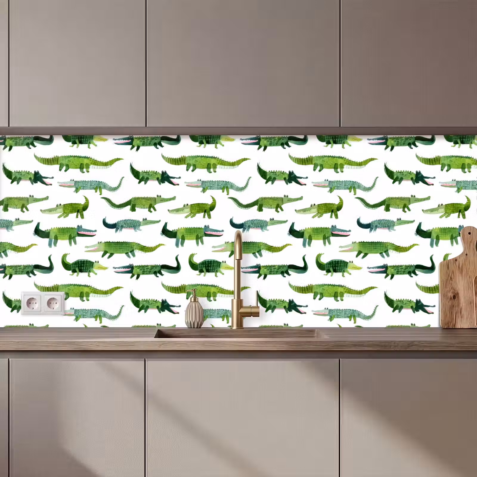 Keuken achterwand - krokodillen - Speels - Groen — 1