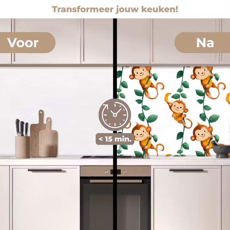 Keuken achterwand - Apen - Lianen - Kleurrijk — 3