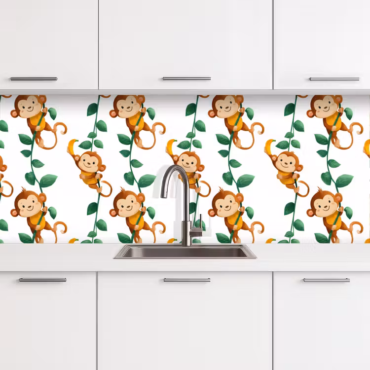 Keuken achterwand - Apen - Lianen - Kleurrijk — 4