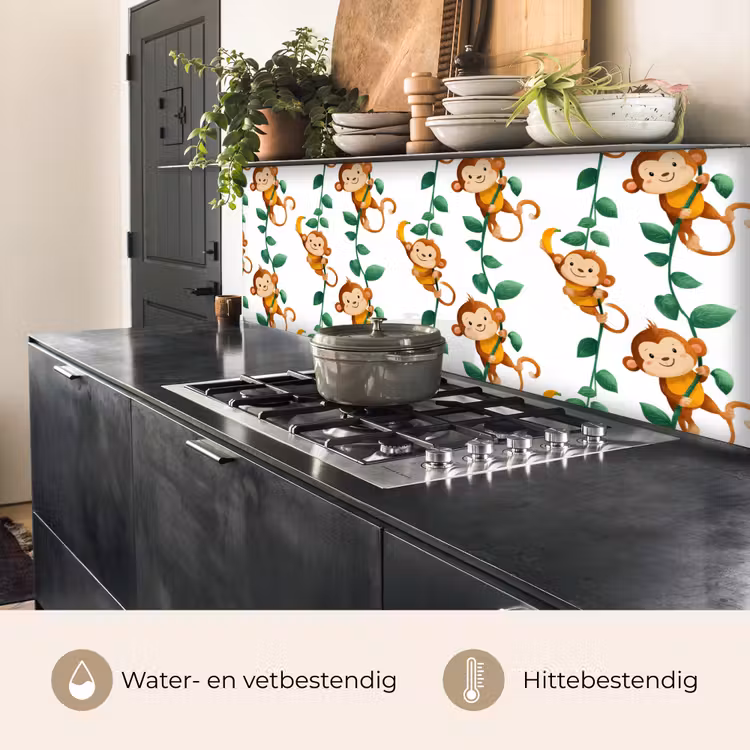 Keuken achterwand - Apen - Lianen - Kleurrijk — 5