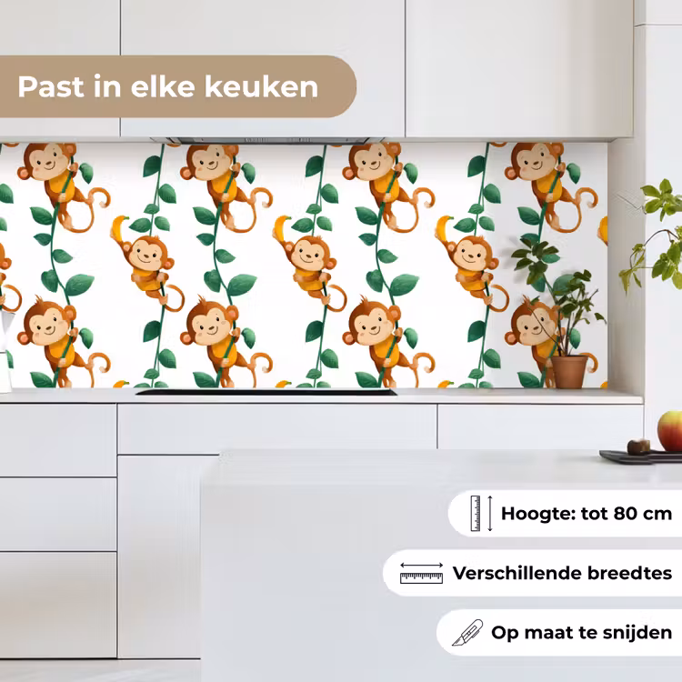 Keuken achterwand - Apen - Lianen - Kleurrijk — 7