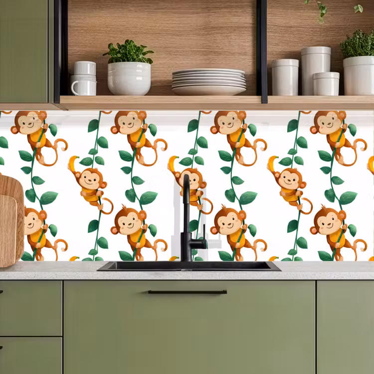 Keuken achterwand - Apen - Lianen - Kleurrijk — 8