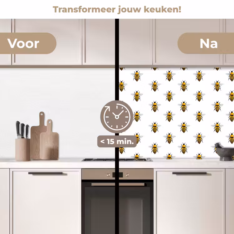 Keuken achterwand - Bijen - Tijdloos - Wit — 3