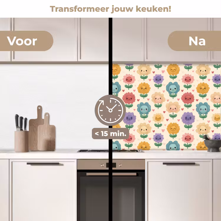 Keuken achterwand - Bloemen - Hartjes - Kleurrijk — 3