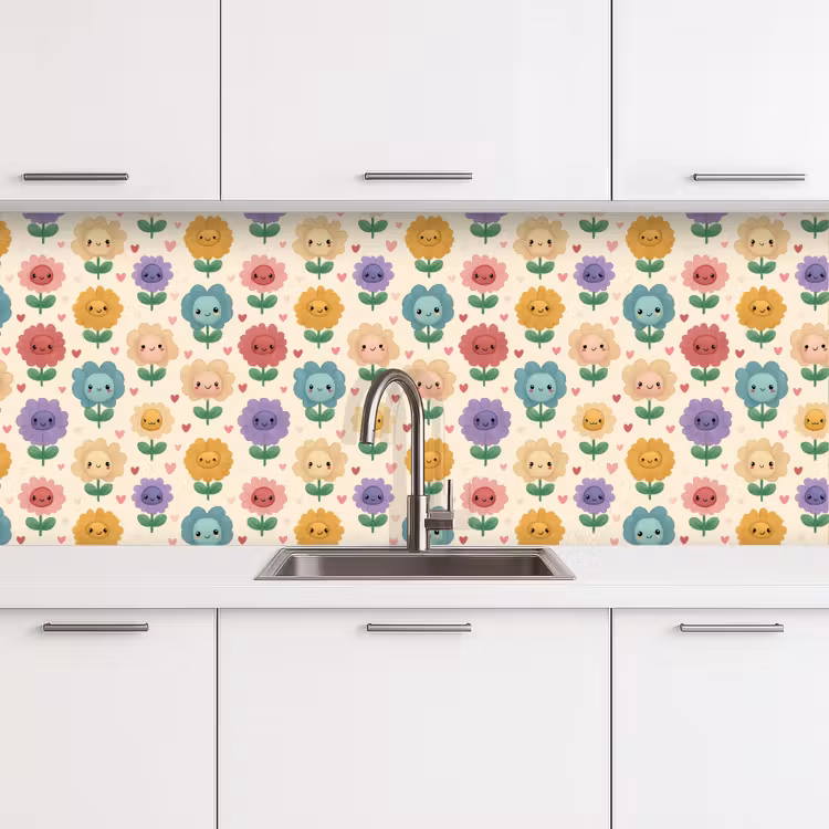 Keuken achterwand - Bloemen - Hartjes - Kleurrijk — 4